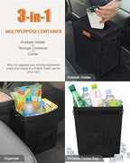 Car Trash Can with Lid, Cute Leakproof Car Trash Garbage Bag Hanging Vehicle Trash Bin Small Portable Automotive Garbage Cans Organizer for Back/Front Seat/Console(Trapezoid,Black)