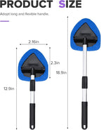 Windshield Cleaner Tool,Car Accessories,Automotive Tool Car Window Cleaner with Extendable Long Handle and 4 Washable Reusable Microfiber Pads,Suitable for Most Cars,SUVs,Trucks,Jeeps (Blue)