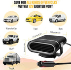 Car Heater, 200W Vehicles Heaters Auto Part 12V Portable Car Heaters That Plugs Into Cigarette Lighter, Vehicle Defroster Windshield Demister, Auto Defogger With 360° Rotatable for All 12 Volt Cars