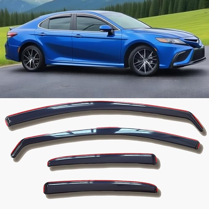 in-Channel Window Visors Rain Guards for Toyota Camry 2018-2024 | Window Deflectors, Vent Visor, Sun Shades, Window Shields, Truck Accessories, Dark Smoke