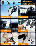 [True Upgrade for Safety] YRU Car Phone Holder Mount [Patent & Military-Grade] Dashboard Cell Phone Holder for Car Vent Windshield Phone Stand for iPhone17 16 15 14 13Pro Max Truck Samsung, Dark Black