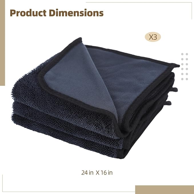 Shiny Wipes Shower Cleaning Cloth - 3 Pack 16 x 24 inch Ultra Absorbent Car Drying Towel, Shiny Wipes Drying Towel Microfiber Cleaning Cloth for Car, Bath & Househood