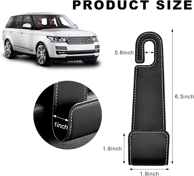 2 PCS Car Seat Headrest Hook, Microfiber Leather Purse Hooks Back Seat Storage Organizer, Auto Interior Headrest Holder for Hanging Bag Coat Grocery, Car Accessories (Black)