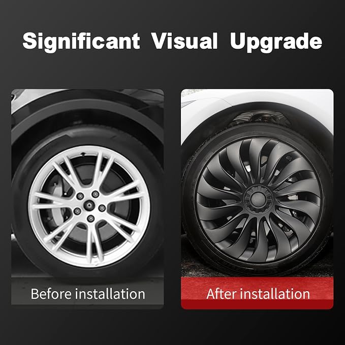 Wheel Cover for Tesla Model 3 Highland (2023-2025) Hubcaps 18 inch Hubcaps 4PCS Rim Covers Full Rims Matte Black Hub Cap ABS Replacement Model 3 Accessories