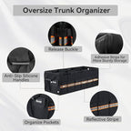 Car Trunk Organizer with Lid,Collapsible Car Storage Organizer with Multi Compartments and Securing Straps for SUV,Sedan,Jeep-Black