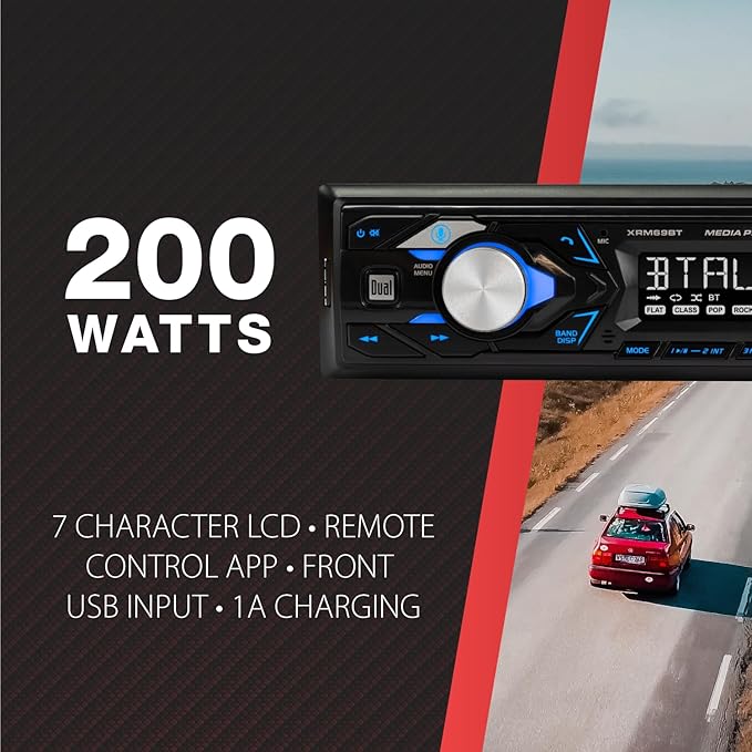 XRM69BT Single DIN Car Stereo Bluetooth & AM/FM Radio | Hands-free Bluetooth calling & music streaming, push to talk voice assistant, USB playback & charging