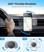 for MagSafe Car Mount [20xN55 Strongest Magnet] Magnetic Phone Holder for Car Vent Stable Metal Clip 360 Adjustable Magnetic Car Phone Holder Mount for iPhone 17 Pro Max 16 15 14 13 Plus Mini