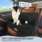 Dog Car Seat for Medium/Large Dogs - Reversible Dual-Sided Travel Dog Car Bed with Memory Foam, Washable Pet Booster Seat for Do gs up to 55 lbs or 2 Small Dogs, 2 Safety Leashes, Black