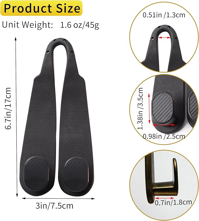 Purse Hook for Car Headrest, Silicone Car Seat Back Storage Hook, Twin Hooks Carbon Fiber Textured Car Headrest Hangers, Bag Holder for Sedan, Trucks, SUVs, Most Vehicles (Black-4PCS)