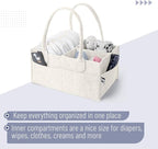 Mr. Pen- Baby Diaper Caddy Organizer, 2 Pack, Beige | Nursery Storage Bin and Car Organizer for Diapers and Baby Wipes