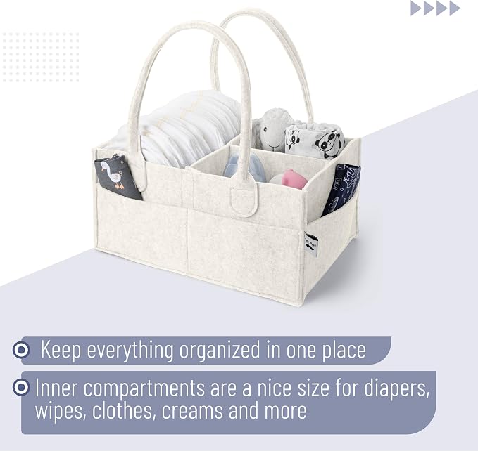 Mr. Pen- Baby Diaper Caddy Organizer, 2 Pack, Beige | Nursery Storage Bin and Car Organizer for Diapers and Baby Wipes