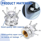 4 Pieces Crown Tire Valve Stem Caps Bling Handmade Crystal Rhinestone Universal Chrome Crown Vehicle Car Tire Caps Covers, Attractive Accessories for Car (White)