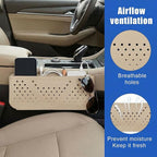 Car Seat Side Pocket Organizer, PU Leather Water-Resistant Car Console Storage Bag, Multifunctional Auto Interior Door Tray Pouch Organizer Accessories for Phone Keys Sunglasses (Beige)