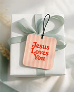 Boho Christian Square Car Air Freshener 4 Pcs Coconut Scented, Inspirational Religious Car Accessories Mirror Decor, Christian Hanging Air Freshener for Cars Closet Drawer Books Kids Room