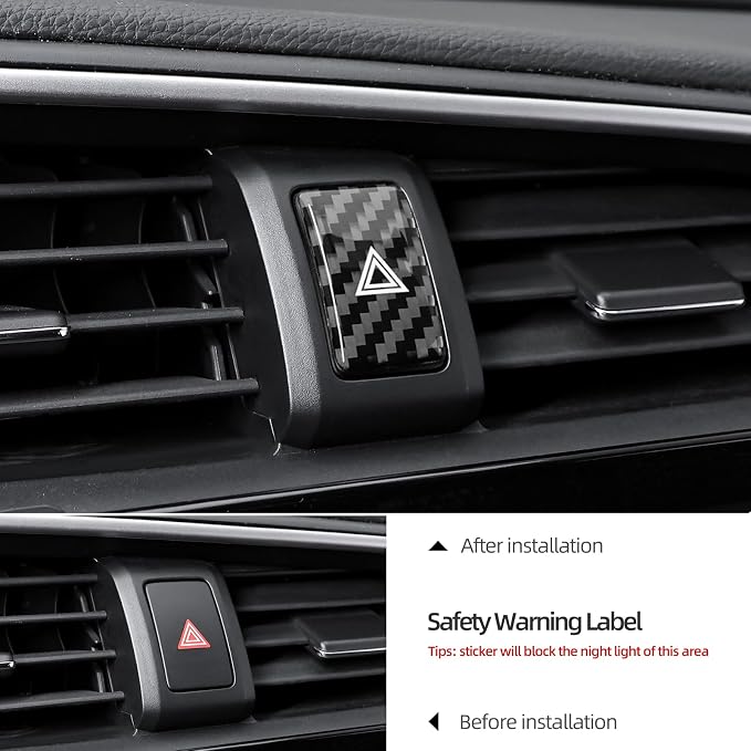 Warning Lights Button Sticker Carbon Fiber Black | Compatible with Honda 10th Gen Civic 2017-2021 Center Console Decal Car Interior Accessories
