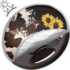 Steering Wheel Cover Sun Shade 17 inch Anti-Heat Steering Wheel Cover Sun Protection Sunflower and Brown Cow Print Car Accessories for Women Universal Fit for Most Vehicle SUV Trucks Sedan