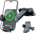 Car Phone Holder Wireless Charger, Qi 15W Wireless Car Charger Fast Charging Auto Clamping Car Charger Mount Suction Holder Dashboard Air Vent for iPhone 16/15/14/13/12/11, Samsung S25/24