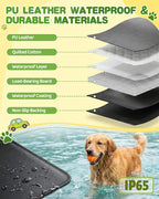 Back Seat Extender for Dogs, Hard Bottom Car Seat Cover Holds 440 LB, Waterproof Scratch Proof Nonslip Dog Seat Cover, Upgraded Material PU Leather Seat Covers Protector for Pet Sedan SUV Trucks
