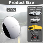 Blind Spot Car Mirror 2 Pack-2 Inch Round Rear View Convex Mirrors for Cars/SUVs/Motorcycles/Trucks/Trailers/Snowmobiles/Bicycles/RVs/Boats/Golf Carts with Rust Resistant Frame-HD Real Glass