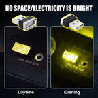 4 PCS USB LED Car Interior Atmosphere Lamp, Portable Mini LED Night Light, Plug-in USB Interface Trunk Ambient Lighting Kit, Universal Car Interior Accessories (Yellow)