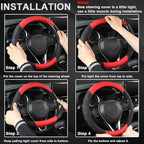 Microfiber Leather Steering Wheel Cover for Honda Accord,Civic,CR-V,HR-V,Pilot(Black+Red-Standard Size)