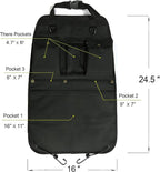 Black Car Seat Back Organizer with Multiple Pockets and Hooks
