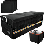 Car Trunk Organizer with Cooler Bag, 90L Portable Trunk Cargo Organizer for SUV Truck Sedan, 3 Compartments Collapsible Car Storage Box with Lid, 4 Removable Dividers
