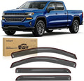 Tape-On Window Visors for Chevy Silverado 1500/GMC Sierra 1500 Crew Cab 2014-2018 Rain Guards Wind Deflectors Vent Shades, Smoke Sun Rain Guard, 4PCS