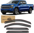 Tape-On Window Visors for Chevy Silverado 1500/GMC Sierra 1500 Crew Cab 2014-2018 Rain Guards Wind Deflectors Vent Shades, Smoke Sun Rain Guard, 4PCS