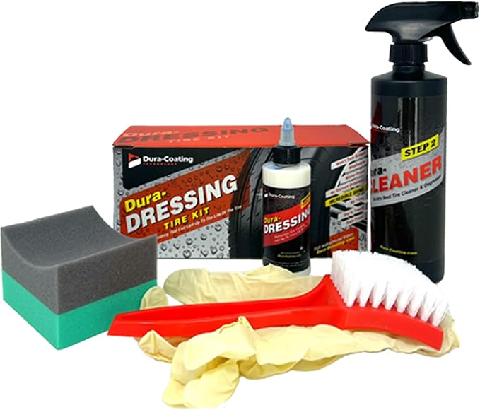 Dressing Total Tire Kit, Single Car Kit - All Inclusive Tire Shine, and Cleaner Kit for a Lasting Shine and Brilliant Finish - 16 Ounce Tire Cleaning Spray - Made in The USA