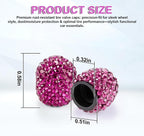 4 Pack Handmade Crystal Rhinestone Tire Valve Stem Caps, Universal for Cars, Trucks and Motorcycles - Violet Red