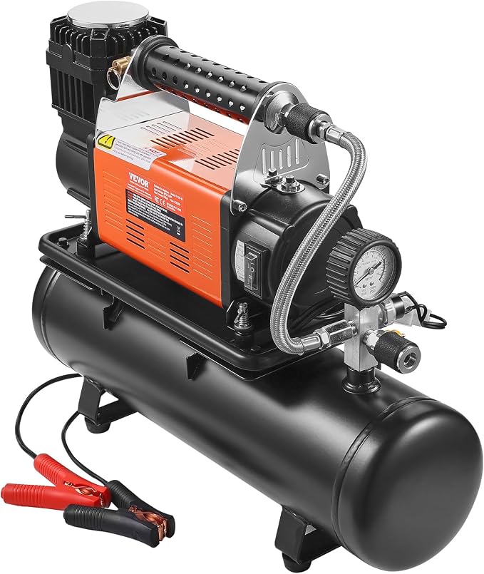 12V Heavy Duty Air Compressor with 6L Tank Kit, 6.35 CFM Portable Tire Inflator, 150PSI Offroad Air Compressor with Digital Pressure Gauge Tire Inflator for Trucks Car SUV 4 x 4 Vehicle RV