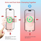 Wireless Car Charger, 15W Fast Charging Auto-Clamping Car Charger Phone Mount Air Vent Cell Phone Holder Compatible iPhone 16/15/14/13/13 Pro/12 pro/12/11, for Samsung Galaxy S23/S22/S21, Pink