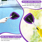 10 Pcs Windshield Cleaner Tool Car Window Cleaning Supplies with Extendable Handle Include 6 Washable Microfiber Bonnets 2 Empty 60ml Spray Bottle Glass Wiper Kit(Purple)
