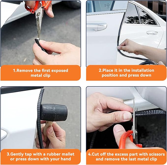 Car Door Edge Guards, Universal 16Ft Rubber Seal Trim Protector, U Shape Door Edge Protector Guard, Aluminum Boat Edge Guards, Car Decoration Accessories (Black)