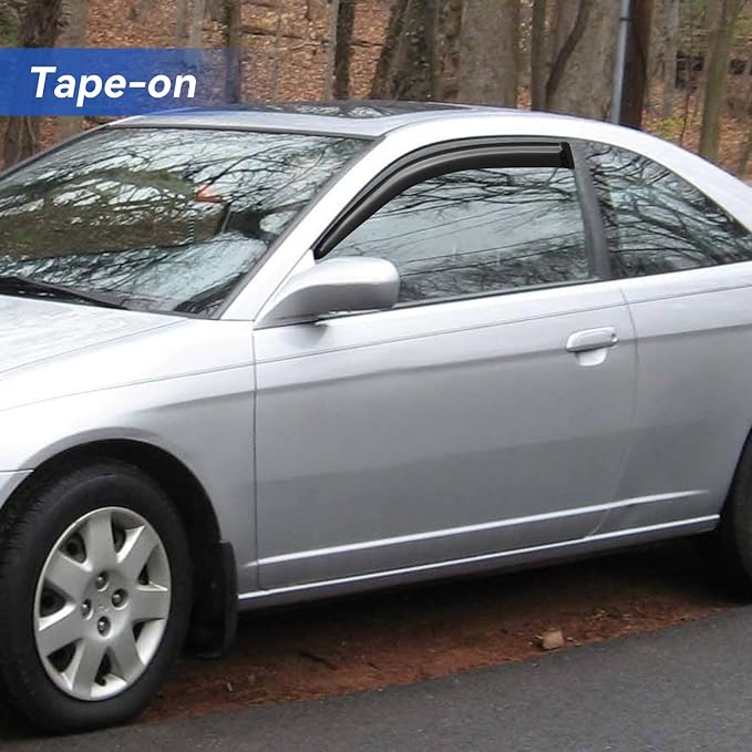 Window Visors Rain Guards Shield for 2001-2005 Honda Civic Coupe, Out-Channel Window Vent Wind Deflectors Visors Shades for 01-05 Civic