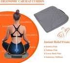Premium Car Seat Cushion, Memory Foam Driver Seat Cushion to Improve Driving View- Coccyx & Lower Back Pain Relief - Seat Cushion for Car, Truck, Office Chair (Leather Gray)
