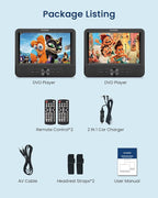 Car DVD Player Dual Screen, 7.5 Inch DVD Player for Car Play The Same or Two Different Movies with Headrest Straps, Support Last Memory, AV Out/in, USB/SD Card, All Regions