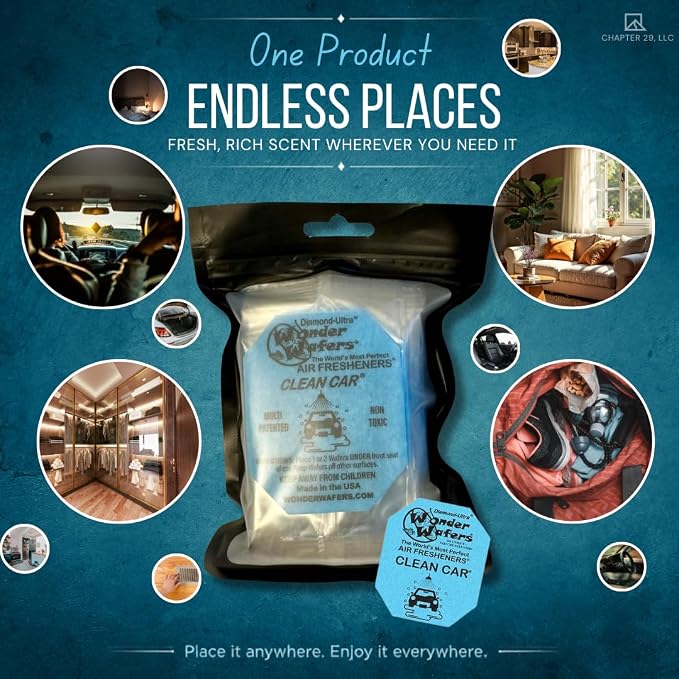 Wonder Wafers 20 Count Air Fresheners Individually Wrapped, Clean Car Fragrance
