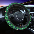 Alien Palm Leaf Flower Spaceship Steering Wheel Cover Car Accessories Cute for Women Girls Girly Universal 15 Inch Neoprene Auto Interior Decor Anti Slip Car Truck Protector