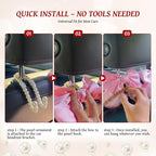 2 PCS Bow Pearl Car Seat Headrest Hook – Cute Purse Hook for Car, Girly Interior Decoration Accessories Hook Hanger, Seatback Holder for Purses & Bags, Elegant Car Organizer (Red)