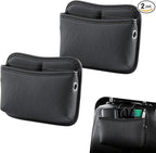 2 PCS Car Seat Side Storage Pocket, Leather Self-Adhesive Car Seat Storage Pouch, 5.94" x 7.44" Multifunctional Convenient Auto Organizer Bag for Phone Keys Sunglass & Wallet (Black)