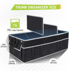 Trunk Organizer for Car, SUV Trunk Organizer, 12 Pockets, Non-Slip Bottom, Sturdy Oxford Car Organizer for Sedans, Van, Jeep, Grocery, Large 3 Compartments, Black Gray, 32"×13"×10.6"