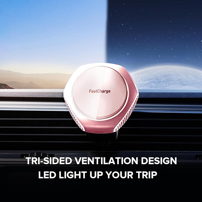 for MagSafe Car Mount Charger, 15W Fast Charging Magnetic Wireless Car Charger Phone Holder Mount Fits iPhone 15 Pro Max Plus 14 13 12 Mini MagSafe Case - Pink