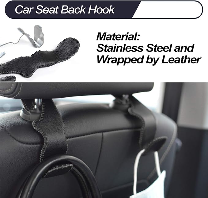 Car Seat Headrest Hooks for Car Back Seat Organizer Hanger Storage Hook Holder for Car SUV Organization Purse Shopping Groceries Bag Handbag, Black, 2 Pack