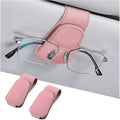 Sunglasses Holders for Car Sun Visor, Leather Eyeglasses Hanger Mounter, Magnetic Glasses Holder and Ticket Card Clip, Auto Interior Accessories Universal for SUV Pickup Truck