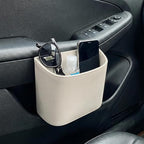 Leather Car Trash Can, Clip on Small Car Garbage Can, Waterproof Leakproof Back Seat Trash Bin, Multifunctional Vehicle Storage Organizer for Trucks, SUVs (White)