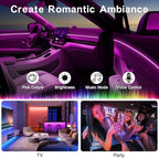 Interior Car LED Strip Lights APP Control, 5 in 1 RGB 16 Million Colors Ambient Lighting Kit with 275 inches Fiber Optic, Music Mode Inside Car Lighting Decoration