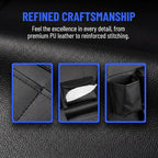 2 Pack PU Leather Premium Car SeatBack Organizer Travel Accessories Kick mats Back seat Protector and Cup Holder Holder Universal Use Seat Covers (23×17 in)