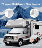 RV Windshield Cover for Ford E450,E350,E250,Econoline,Club Wagon 1997-2026 Motorhome,Thick Oxford Front Window Sunshade Cover, Class C RV Windshield Shade for Ice & Snow,with Mirror Cutouts